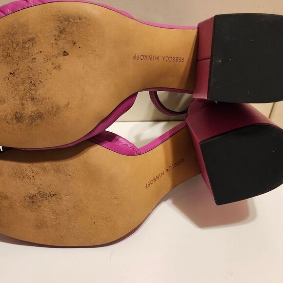 Rebecca Minkoff "Capriana" Fuchsia Leather Chunk Heel Sandals Sz.8.5 Ret.$175 - Picture 10 of 10